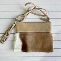 Tas Gemma 29x23cm springbok natural springbok leather top beige
