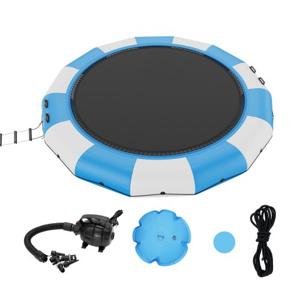 VEVOR opblaasbare watertrampolineladder, waterdicht, slijtvast, duurzaam watertrampolines 4,57 m springoppervlak, springplatform waterpark zwembadtrampoline, 360 kg laadvermogen blauw wit