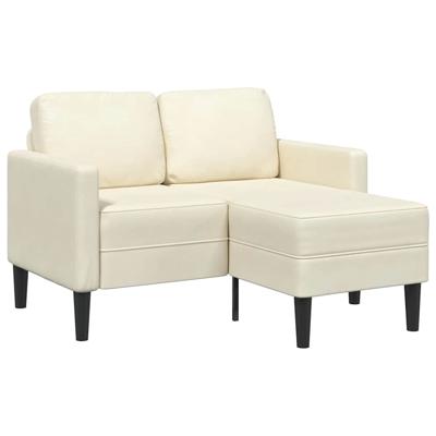 2-zitsbank met chaise L-vorm crmekleurig 125 cm fluweel