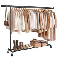 Kledingrek op wielen met uitschuifbare stang en hoge draagkracht, Zwart / (160-200)B cm