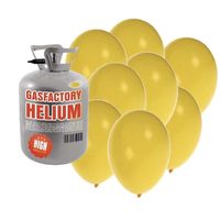 Helium tank met 30 gele ballonnen - thumbnail