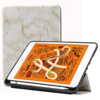 Marmeren textuur patroon horizontale Flip lederen case voor iPad mini 2019 met drie-opvouwbare houder & Pensleuf & slaap/Wake-up functie (wit)