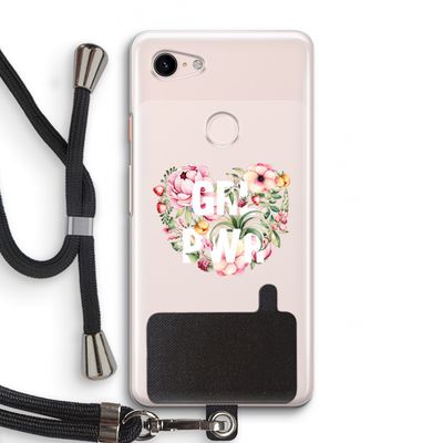 GRL PWR Flower: Pixel 3 Transparant Hoesje met koord