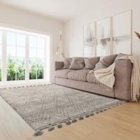 Easy Living - Vloerkleed Nepal Boho Grey/Black Diamond Rug - Easy Living - Vloerkleed Nepal Boho Grey/Black Diamond Rug -