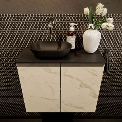 Mondiaz Fowy toiletmeubel 60cm Carrara met blad en waskom urban links zonder kraangat