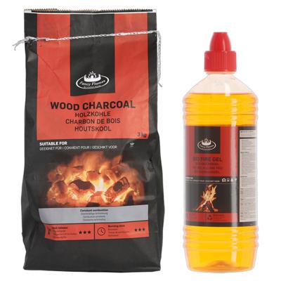 Fancy Flames BBQ aanmaakset - houtskool - 3 kilo - met Bio aanmaakgel