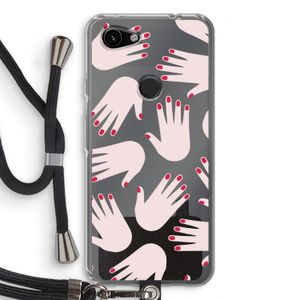 Hands pink: Pixel 3a Transparant Hoesje met koord
