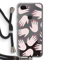 Hands pink: Pixel 3a Transparant Hoesje met koord