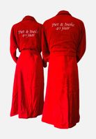 Badrock Rode velours badjas unisex met naam borduren