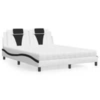 Bed met matras kunstleer wit en zwart 160x200 cm