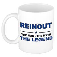Reinout cadeau mok - man myth legend - naam koffiemok / beker - wit en blauw - 300 ml