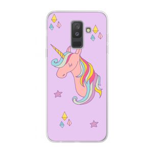 Roze eenhoorn: Samsung Galaxy A6 Plus (2018) Transparant Hoesje