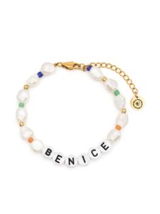 Sporty & Rich bracelet Be Nice serti de perles artificielles - Tons neutres