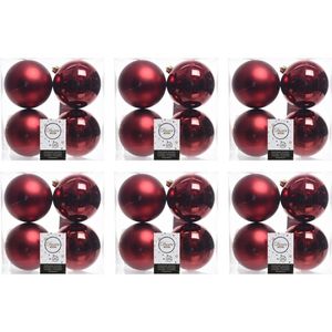 24x Kunststof kerstballen glanzend/mat donkerrood 10 cm kerstboom versiering/decoratie - Kerstbal