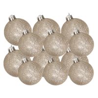 Kerstversiering set glitter kerstballen champagne 6 - 8 cm - pakket van 30x stuks