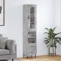 Hoge kast 34,5x34x180 cm bewerkt hout betongrijs