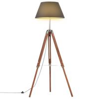 VidaXL Vloerlamp driepoot 141 cm massief teakhout honingbruin en zwart