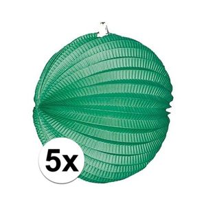 5x Groene feest lampionnen 22 cm   -