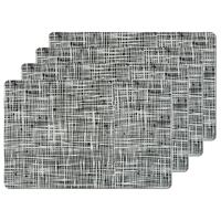 Zeller placemats gestreept - 10x - kunststof - 44 x 29 cm - zwart - abstract