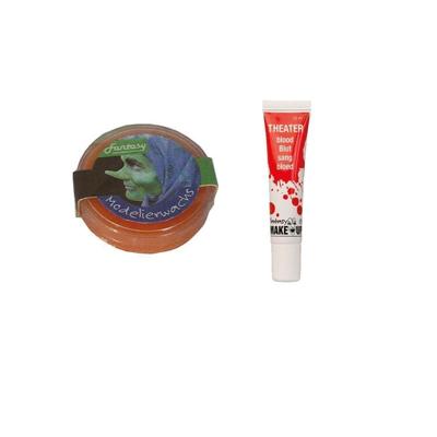 Halloween schminken pakket - Modelleerwax 25ml - en tube nepbloed van 15 ml Halloween schminken pakket - Modelleerwax 25ml - en tube nepbloed van 15 ml