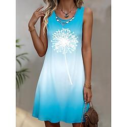 Dames Casual jurk Zonnejurk Ombre Kleurgradatie Afdrukken Strakke ronde hals Mini-jurk Stijlvol Klassiek Dagelijks Vakantie Mouwloos Zomer Lente Lightinthebox