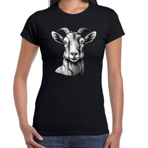 Cadeau T-shirt dames - boerderijdieren liefhebber - zwart - geit