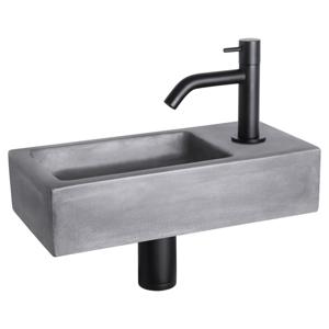 Differnz Ravo fonteinset beton donkergrijs - kraan gebogen - 38.5 x 18.5 x 9 cm - mat zwart