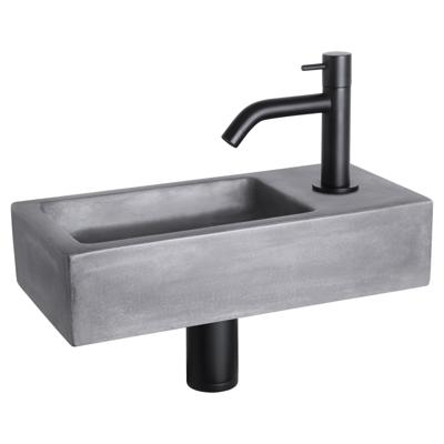 Differnz Ravo fonteinset beton donkergrijs - kraan gebogen - 38.5 x 18.5 x 9 cm - mat zwart