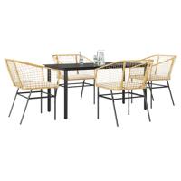 5-delige Tuinset met kussens poly rattan glas bruin