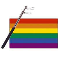 Thema vlag Pride/regenboog - 90 x 150 cm - met compacte draagbare telescoop vlaggenstok - thumbnail