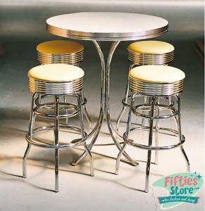 Retro Bar Tafel + 4 Bar krukken Geel (BS-29) by Bel Air
