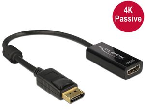 Delock 62609 DisplayPort-kabel DisplayPort / HDMI Adapterkabel DisplayPort-stekker, HDMI-A-bus 0.20 m Zwart Vergulde steekcontacten