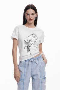 Bloemen T-shirt vrouwelijke silhouet - WHITE - XL