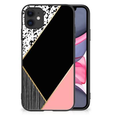 iPhone 11 Backcover Zwart Roze Vormen