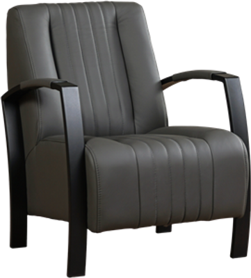 Donkergrijze leren industriële stalen fauteuil Glamour - Hermes Leer Antracite (donkergrijs leer)