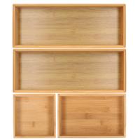 Lade bakjes organiseer set - 4x delig - bamboe hout - opbergsysteem - 38 x 51 cm