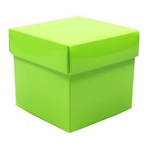 Luxe cadeaudoosje met deksel - groen metallic - 10 x 10 x 10 cm - vierkant