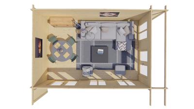 Blokhut - Tuinhuis Hildegard | 44 mm | vuren bruin geïmpregneerd