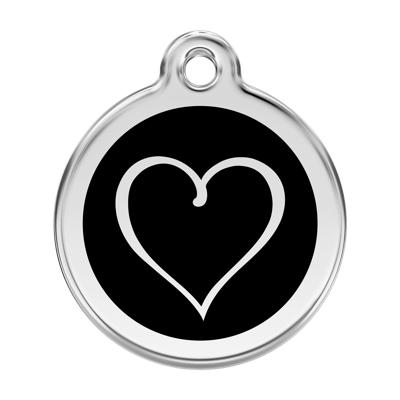 Tribal Heart Black roestvrijstalen hondenpenning large/groot dia. 3,8 cm - Reddingo