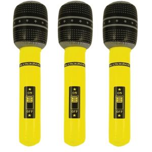 Set van 3x stuks neon gele opblaasbare microfoon 40 cm
