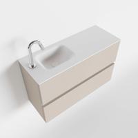Toiletmeubel Mondiaz Ada | 80 cm | Meubelkleur Linen | Lex wastafel Talc Links | 1 kraangat