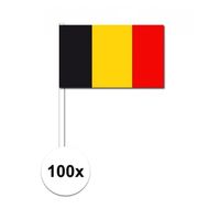 100x Belgische zwaaivlaggetjes 12 x 24 cm - thumbnail