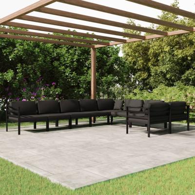 9-delige Loungeset met kussens aluminium antracietkleurig