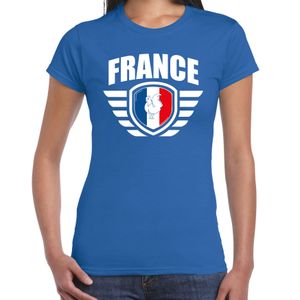 France landen / voetbal t-shirt blauw dames - EK / WK voetbal