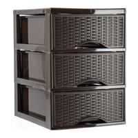 Ladeblokje/bureau organizer met 3x lades - donkerbruin - L18 x B25 x H26 cm - plastic