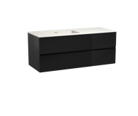 Storke Edge zwevend badmeubel 130 x 52 cm mat zwart met Mata asymmetrisch linkse wastafel in mat witte solid surface - thumbnail