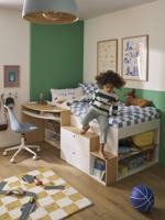 Kinderbed 90x190cm gecombineerd met bureau en opbergruimte TEEN wit