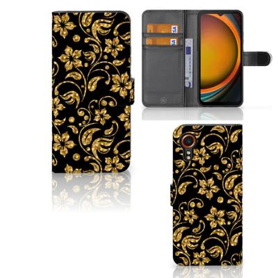 Samsung Galaxy Xcover 7 Hoesje Gouden Bloemen Samsung Galaxy Xcover 7 Hoesje Gouden Bloemen