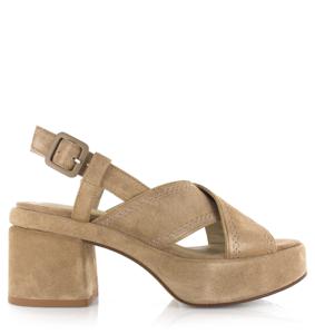 VIA VAI VIA VAI - Elia Paisley | suède sandalen Beige Suede Sandalen met hak Dames