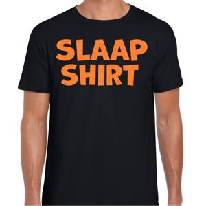 Verkleed T-shirt voor heren - slaap kop - pyjama shirt - zwart - glitter oranje - themafeest